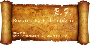 Ruzsinszky Flórián névjegykártya